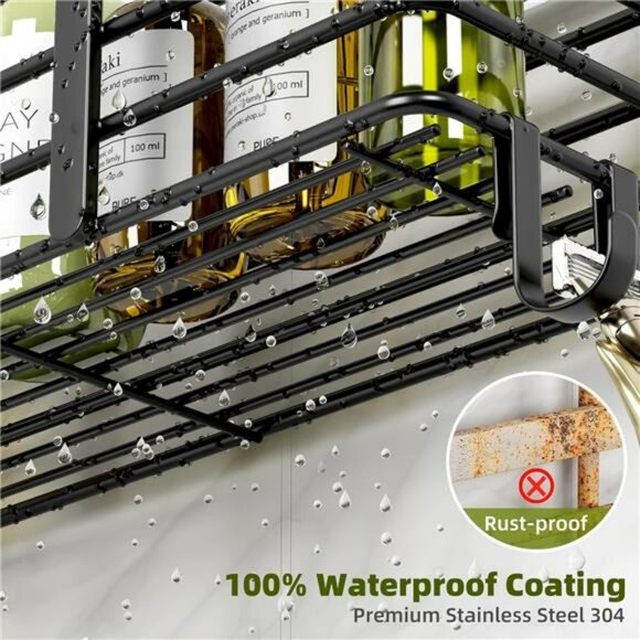 Rustproof Shower Caddy Set Adhesive Wall Shelf Soap Dish Bathroom Organizer - Picture 4 of 7